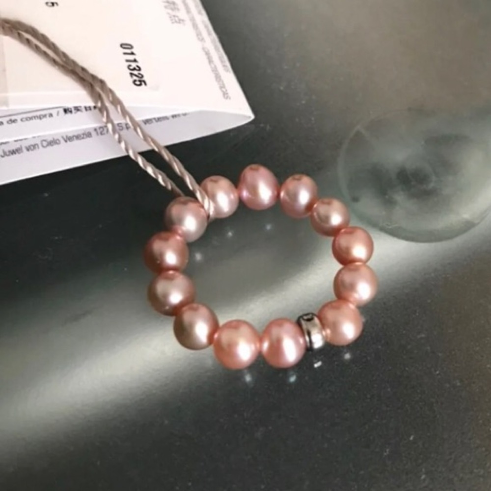 Pink Pearl And White Gold Ring Size 5